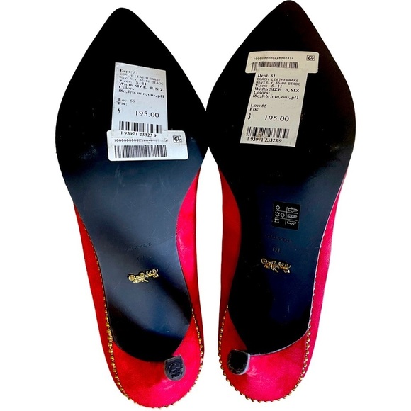 NWT Coach Red Suede Waverly Heels Size 10 š„ - Picture 7 of 14